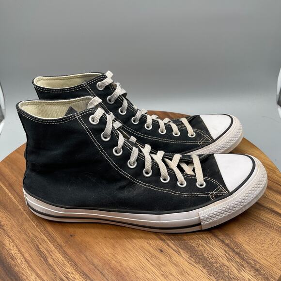 Converse Chuck Taylor All Star Shoes Mens 8 Black Hi Tops Canvus Skate Casual - Picture 1 of 8